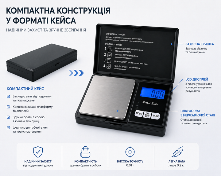 Портативные электронные весы 200 г точность 0.01 г цифровые карманные весы с LCD дисплеем - Фото 2 Портативные электронные весы 200 г точность 0.01 г цифровые карманные весы с LCD дисплеем - изображение 2