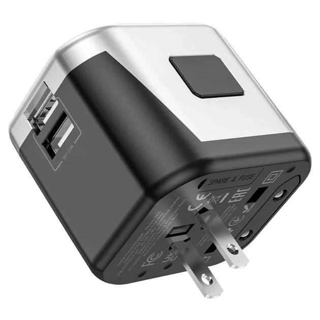 Перехідник мережевий Hoco AC5 Level Dual Port Universal Conversion Charger Black - зображення 6