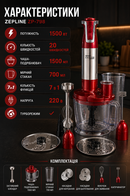 Багатофункціональний блендер Zepline ZP-798 7в1 - зображення 5