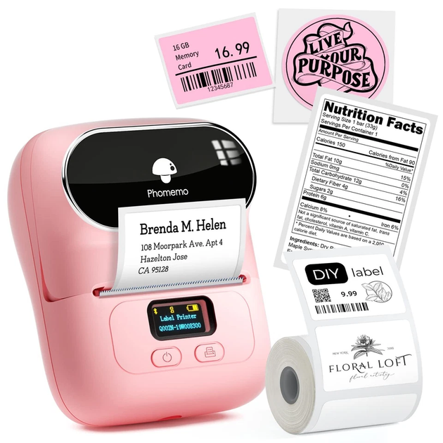 Принтер для термоэтикеток Label Maker Phomemo M110 портативный Розовый - изображение 2