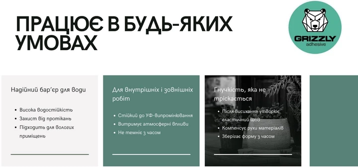 Герметик силиконовый универсальный Grizzly 280 мл 90 Черный (4823048026087) - изображение 6