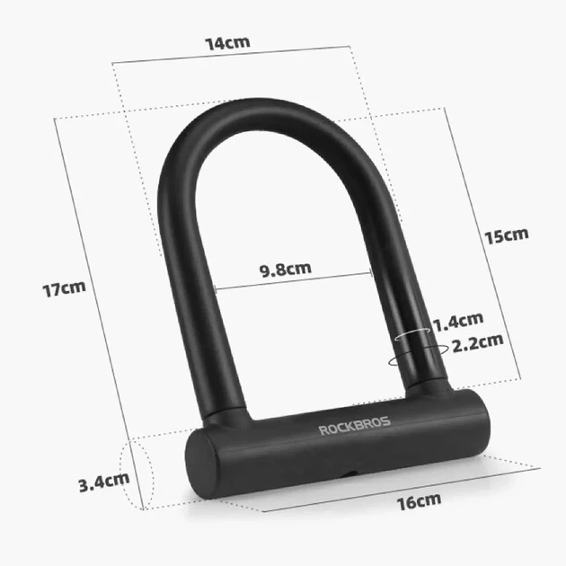 Замок велосипедний Rockbros RKS610-BK U-lock - чорний (RKS610-BK) - Фото 4 Замок велосипедний Rockbros RKS610-BK U-lock - чорний (RKS610-BK) - зображення 4