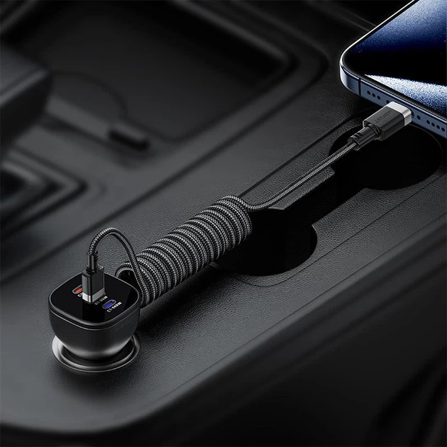 Кабель спиральный пружина USB на Type-C ACEFAST C14-04 spring charging data cable (1.2m,, 3A, 480 Mbps). Black - Фото 9 Кабель спиральный пружина USB на Type-C ACEFAST C14-04 spring charging data cable (1.2m,, 3A, 480 Mbps). Black - изображение 9