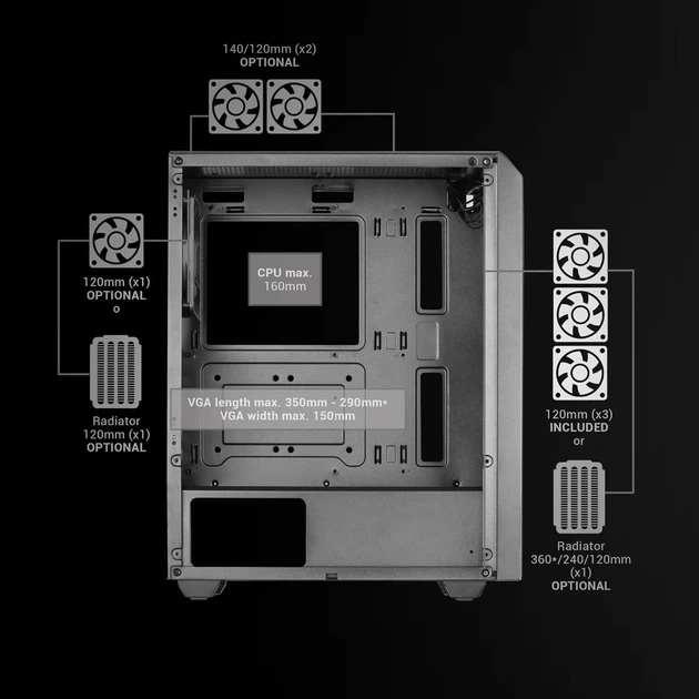 Корпус для ПК Mars Gaming MC-MAG FRGB Black (102078811) - изображение 5