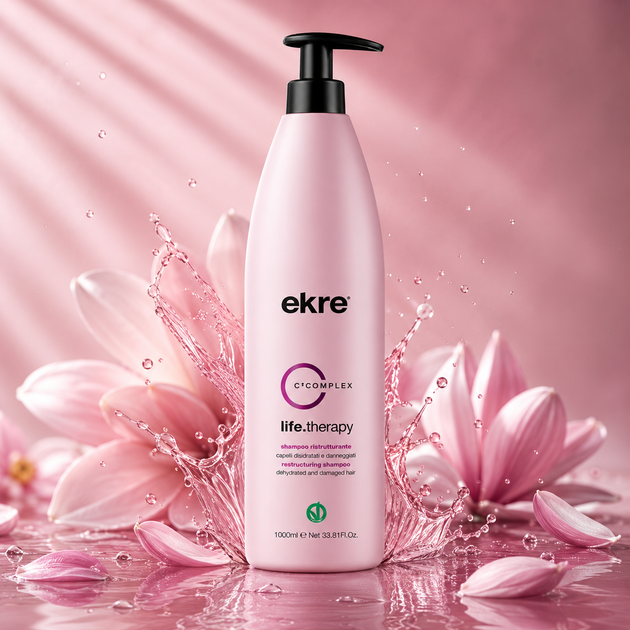 Шампунь для реконструкції пошкодженого волосся EKRE Life.Therapy Shampoo 1000 мл - зображення 3