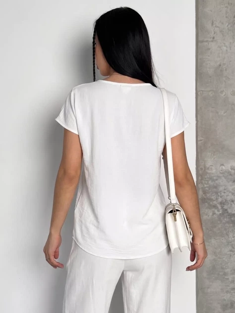 Базовая блуза casual из креп-жатки Innoe 550030-26, р. 56-58 Белый - Фото 4 Базовая блуза casual из креп-жатки Innoe 550030-26, р. 56-58 Белый - изображение 4