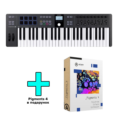 MIDI клавиатура Arturia Arturia KeyLab Essential 49 mk3 (Black) + Arturia Pigments - Фото 1 MIDI клавиатура Arturia Arturia KeyLab Essential 49 mk3 (Black) + Arturia Pigments - изображение 1