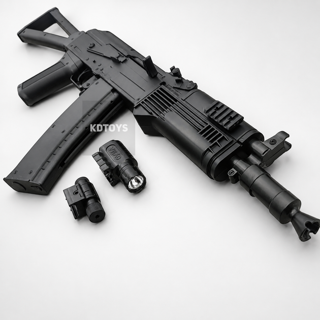 Детский автомат на пульках АК-74У Cyma пластиковый, лазерный прицел, фонарик - Фото 2 Детский автомат на пульках АК-74У Cyma пластиковый, лазерный прицел, фонарик - изображение 2