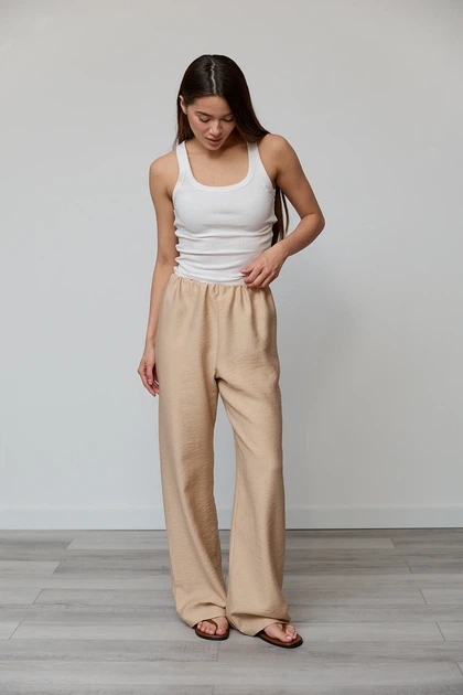 Штани жіночі Estilo повсякденна-casual льон жатка бежевий 03-029 42р - Фото 1 Штани жіночі Estilo повсякденна-casual льон жатка бежевий 03-029 42р - зображення 1