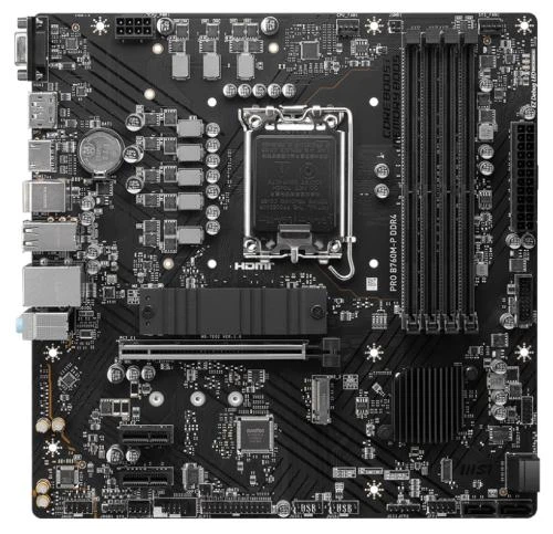 Материнська плата LGA1700, MSI PRO B760M-P DDR4, B760, 4xDDR4, Int.Video(CPU), 4xSATA3, 2xM.2, 1xPCI-E 16x 4.0, 2xPCI-E 1x 4.0, ALC897, RTL8111H, 4xUSB3.2/8xUSB2.0, VGA/HDMI/DP, MicroATX - Фото 2 Материнська плата LGA1700, MSI PRO B760M-P DDR4, B760, 4xDDR4, Int.Video(CPU), 4xSATA3, 2xM.2, 1xPCI-E 16x 4.0, 2xPCI-E 1x 4.0, ALC897, RTL8111H, 4xUSB3.2/8xUSB2.0, VGA/HDMI/DP, MicroATX - зображення 2