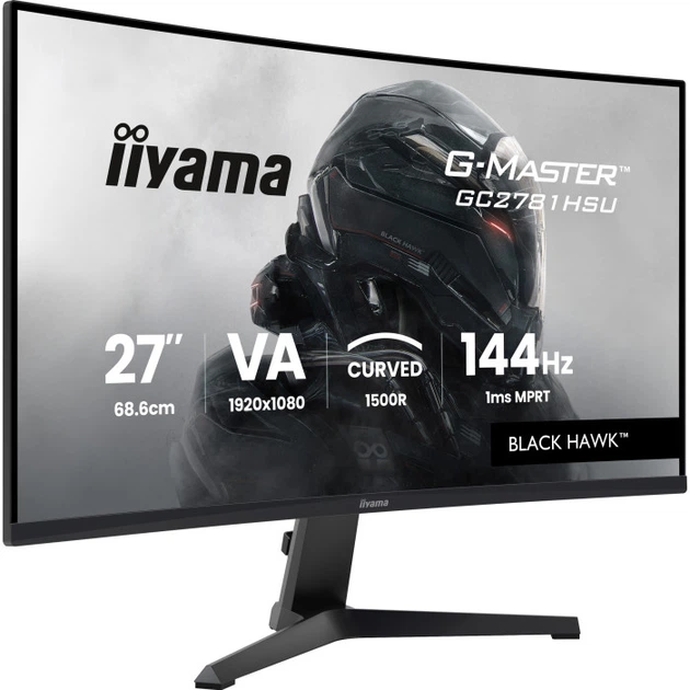 Монитор игровой изогнутый 27" IIYAMA G-Master GC2781HSU-B1 Black Hawk VA 1920x1080 144 Гц 350 кд/м² колонки 2x2 Вт Black - изображение 3