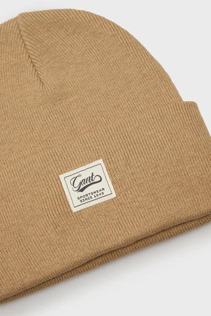 Чоловіча бежева шапка DOUBLE LAYERED BEANIE Gant OS 9910031 - Фото 4 Чоловіча бежева шапка DOUBLE LAYERED BEANIE Gant OS 9910031 - изображение 4