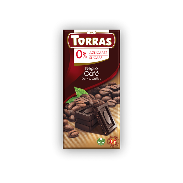 Черный шоколад Torras с кофе, без сахара и глютена, 75г (Испания) - Фото 1 Черный шоколад Torras с кофе, без сахара и глютена, 75г (Испания) - изображение 1
