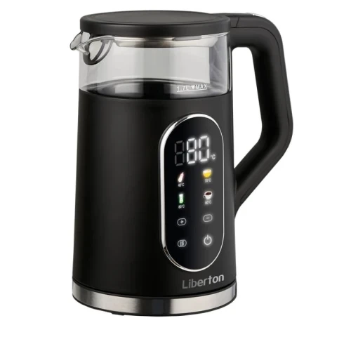 Електрочайник Liberton LEK-6836, Black, 2000W, 1,7 л, дисковий, корпус із пластику + скло, дисплей, терморегулятор, захист від перегріву (LEK-6836) - изображение 2