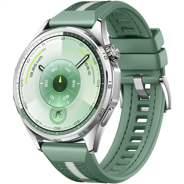 Смарт-годинник Huawei Watch GT 6 46mm Steel with Green Woven Strap (55020FTV) - Фото 1 Смарт-годинник Huawei Watch GT 6 46mm Steel with Green Woven Strap (55020FTV) - изображение 1