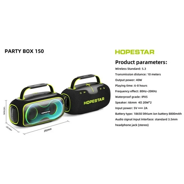 Портативная колонка Hopestar Party 150 с RGB-подсветкой - изображение 6