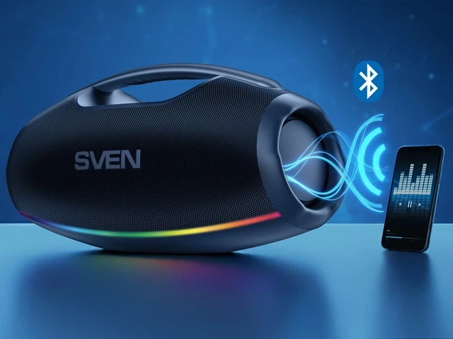 Портативная Bluetooth колонка-бумбокс SVEN PS-990 180 Вт, IPX5, RGB-подсветка, аккумулятор 5200 мАч, TWS, USB, FM-радио, Black - изображение 5