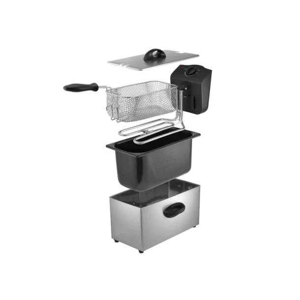 Фритюрниця Clatronic FR 3586 2000 Вт, 3 л, регульований термостат, кошик із ручкою, корпус із нержавіючої сталі, для картоплі фрі та закусок - Фото 3 Фритюрниця Clatronic FR 3586 2000 Вт, 3 л, регульований термостат, кошик із ручкою, корпус із нержавіючої сталі, для картоплі фрі та закусок - зображення 3