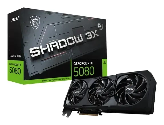 Видеокарта MSI GeForce RTX 5080 SHADOW 3X (RTX 5080 16G SHADOW 3X) - Фото 1 Видеокарта MSI GeForce RTX 5080 SHADOW 3X (RTX 5080 16G SHADOW 3X) - изображение 1