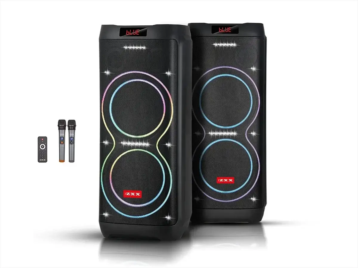 Большая музыкальная колонка ZXX Bluetooth портативная акустика для вечеринок и праздников с микрофонами USB TF AUX TWS LED - изображение 3