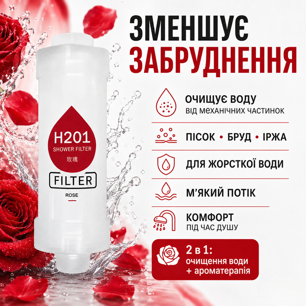 Фільтр для душу H201 Rose Троянда 2 шт ароматизований для очищення та пом’якшення води зі СПА-ефектом - зображення 3