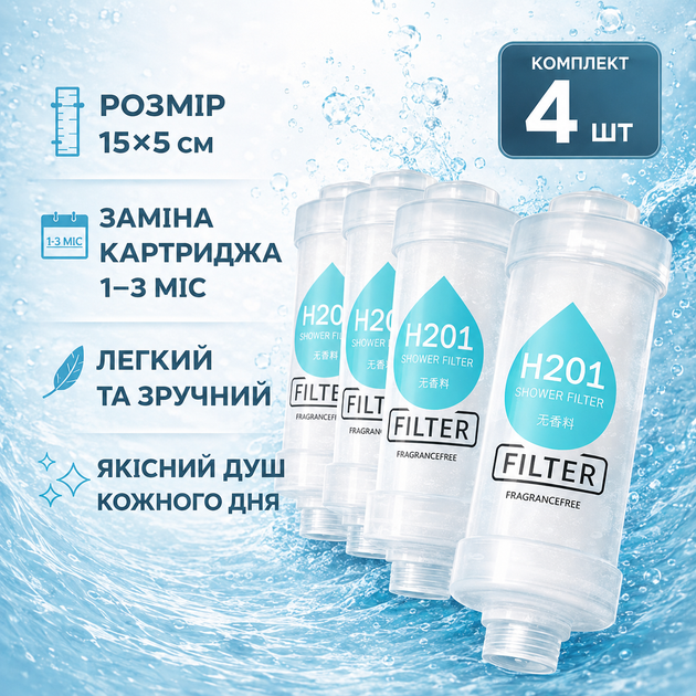 Фільтр для душу 4 шт H201 для очищення води з харчового поліпропілену для холодної та гарячої води - зображення 5