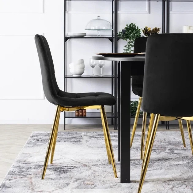 Стул MEBEL ELITE YORK Черный ножки золотые ME.YORK/CZ/ZL/V/K - изображение 4