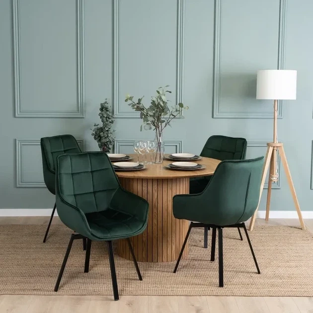 Стул поворотный MEBEL ELITE LUNA Velvet Зеленый ножки черные ME.LUNA/Z/V/K - изображение 2