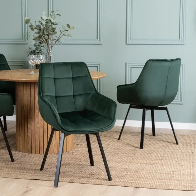 Стул поворотный MEBEL ELITE LUNA Velvet Зеленый ножки черные ME.LUNA/Z/V/K - изображение 5