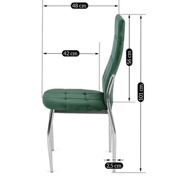 Стілець MEBEL ELITE MOLLY Velvet Зелений ніжки хром ME.MOLLY/Z/CH/V/K - Фото 6 Стілець MEBEL ELITE MOLLY Velvet Зелений ніжки хром ME.MOLLY/Z/CH/V/K - зображення 6