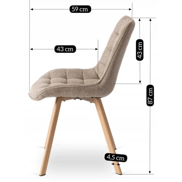 Стул MEBEL ELITE KATHY Бежевый ножки дуб ME.KATHY/BZ/D/T/K - Фото 2 Стул MEBEL ELITE KATHY Бежевый ножки дуб ME.KATHY/BZ/D/T/K - изображение 2