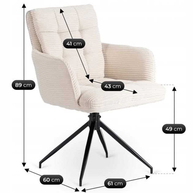 Стул поворотный MEBEL ELIT AKITA черный кремовый ножки ME.AKITA/KR/SZTR/K - изображение 3