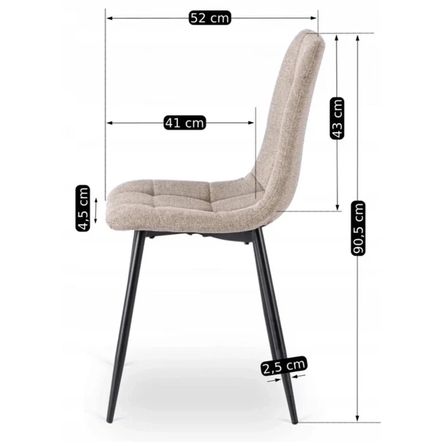 Стул MEBEL ELITE PERU 2 Бежевый ножки черные ME.PERU2/BZ/T/K - Фото 4 Стул MEBEL ELITE PERU 2 Бежевый ножки черные ME.PERU2/BZ/T/K - изображение 4