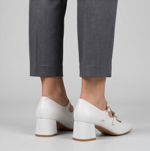 Стильні білі туфлі Мері Джейн Loretta 105-08 на підборах 40 - зображення 4