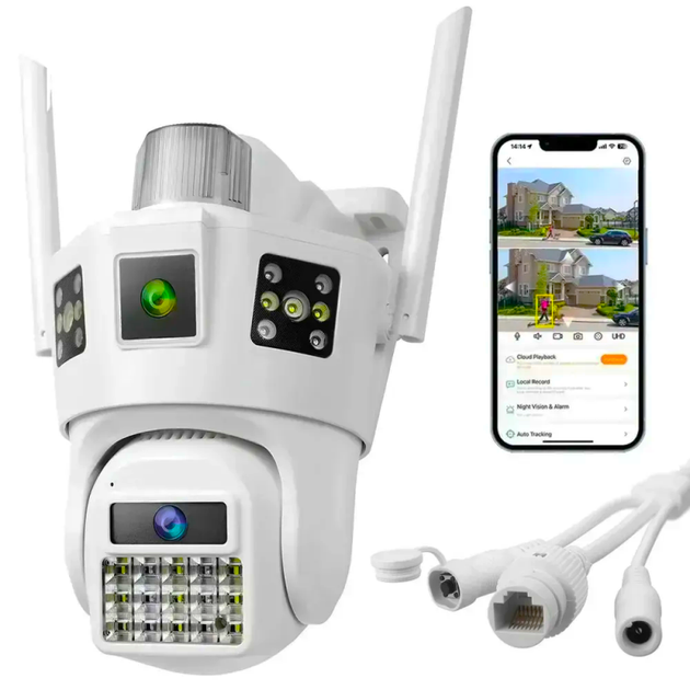 Уличная IP WiFi 3Mpx+3Mpx IP66 2 камера видеонаблюдения SD38i 3 независимых объектива (v380 APP) - Фото 2 Уличная IP WiFi 3Mpx+3Mpx IP66 2 камера видеонаблюдения SD38i 3 независимых объектива (v380 APP) - изображение 2