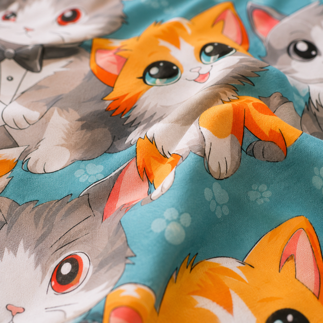 Простынь Mirson Бязь 17-0969 Dapper Cats 150х220 см (2200013494430) - изображение 6