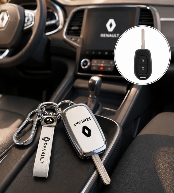 Чохол для ключа Renault з брелоком, White - Фото 1 Чохол для ключа Renault з брелоком, White - зображення 1