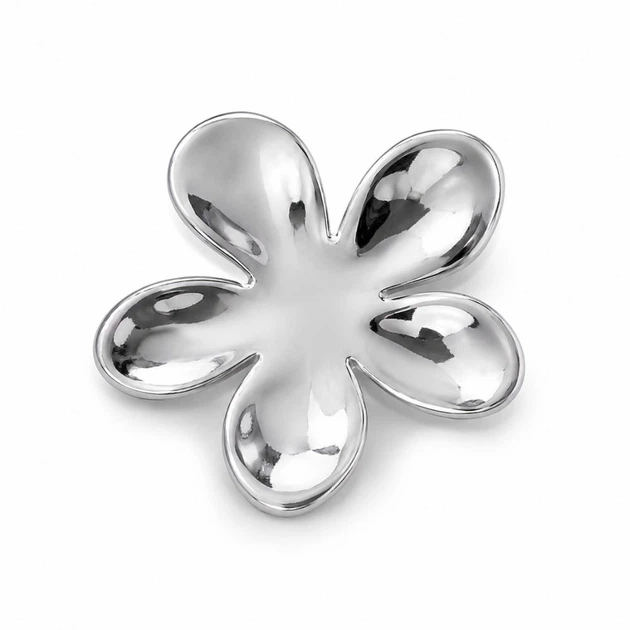 Брошь BROCHE Модерн Цветы Мальва из стали серебристая BRBF115526 - изображение 3
