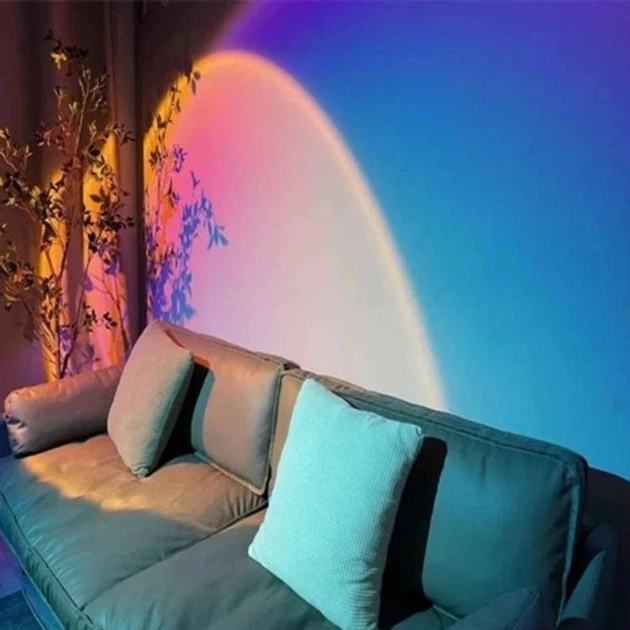 Проекційний світильник RGB Sunset Lamp Rainbow USB з ефектом заходу та світанку сонця - зображення 3