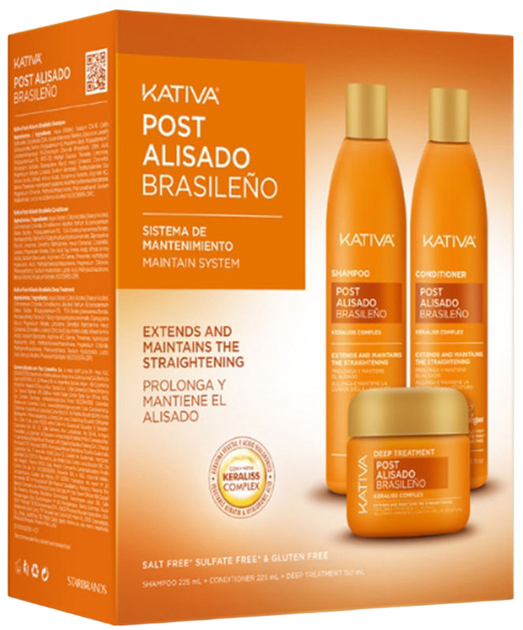 Zestaw do pielęgnacji włosów Kativa Post Alisado Szampon 250 ml + Odżywka 250 ml + Maska 250 ml (7750075063792) - Zdjęcie 1 Zestaw do pielęgnacji włosów Kativa Post Alisado Szampon 250 ml + Odżywka 250 ml + Maska 250 ml (7750075063792) - obraz 1