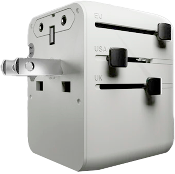 Адаптер SBS Universal Travel Adapter з вбудованим кабелем USB-C White (TEADARET2USB2CPD70W) - зображення 2