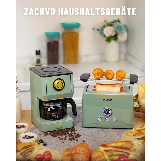 Тостер 850 Вт на 2 ломтика, зеленый ZACHVO - изображение 6