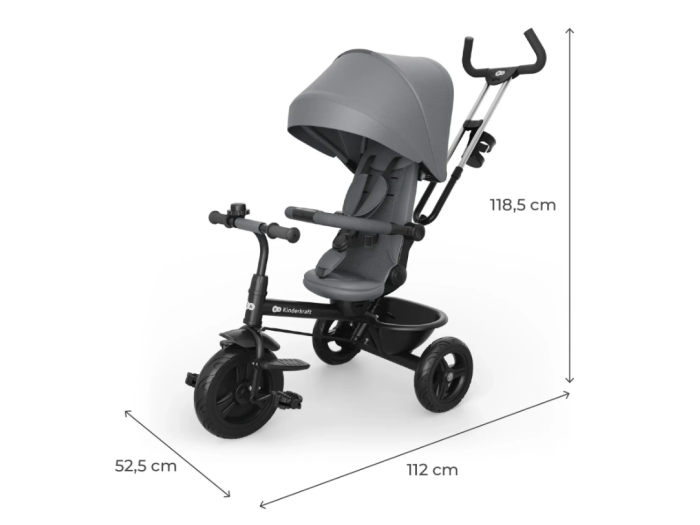 Триколісний велосипед Aston 2 Plus, Kinderkraft (Grey) - зображення 2