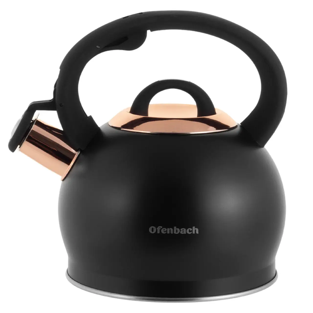 Чайник Ofenbach NB-100312 2.0 л из нержавеющей стали чёрный с ручкой Soft Touch для индукции и газа - Фото 1 Чайник Ofenbach NB-100312 2.0 л из нержавеющей стали чёрный с ручкой Soft Touch для индукции и газа - изображение 1