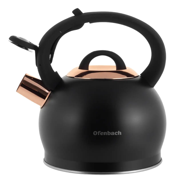 Чайник Ofenbach NB-100312 2.0 л из нержавеющей стали чёрный с ручкой Soft Touch для индукции и газа - Фото 3 Чайник Ofenbach NB-100312 2.0 л из нержавеющей стали чёрный с ручкой Soft Touch для индукции и газа - изображение 3