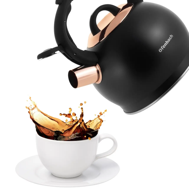Чайник Ofenbach NB-100312 2.0 л из нержавеющей стали чёрный с ручкой Soft Touch для индукции и газа - Фото 6 Чайник Ofenbach NB-100312 2.0 л из нержавеющей стали чёрный с ручкой Soft Touch для индукции и газа - изображение 6