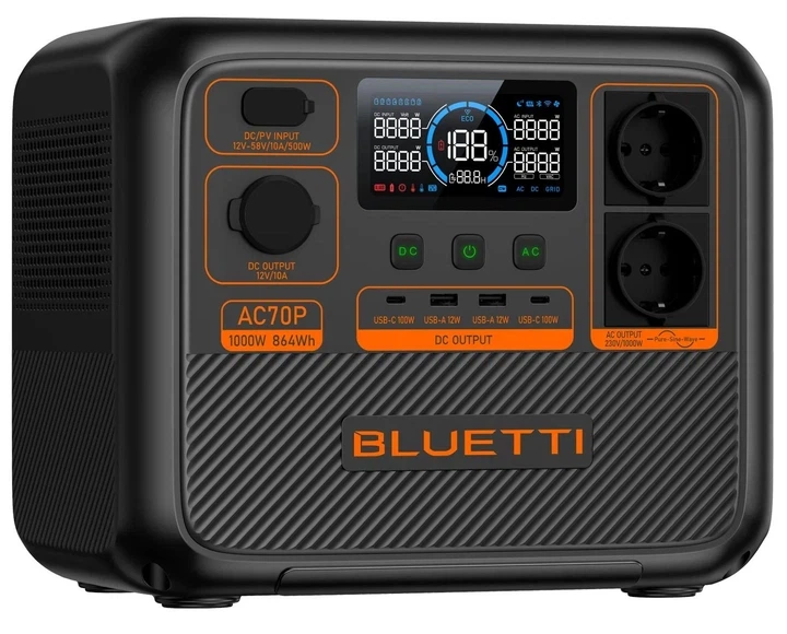 Портативна зарядна станція Bluetti AC70P (1000W/864Wh) - зображення 2