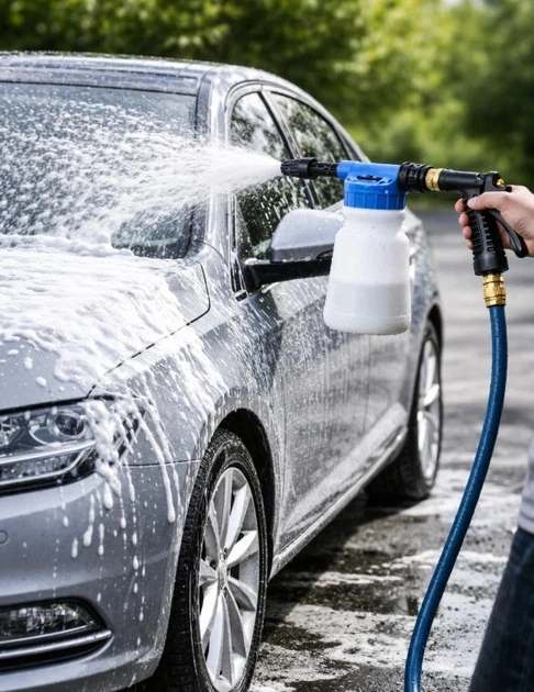 Пістолет розпилювач для миття автомобіля Car Wash Rocket 15 МПа мінімийка для авто піноутворювач з насадкою для садового шланга білий для саду та автомобіля - изображение 3