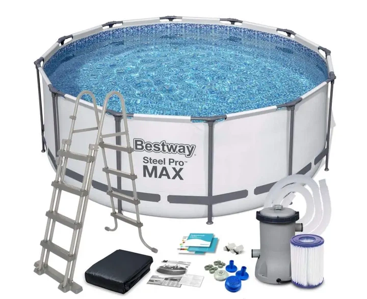 Большой каркасный бассейн 15 232 л. Bestway 5612X, 427х122 см (бассейн, фильтр 3 028 л/час, стремянка, тент) - изображение 5
