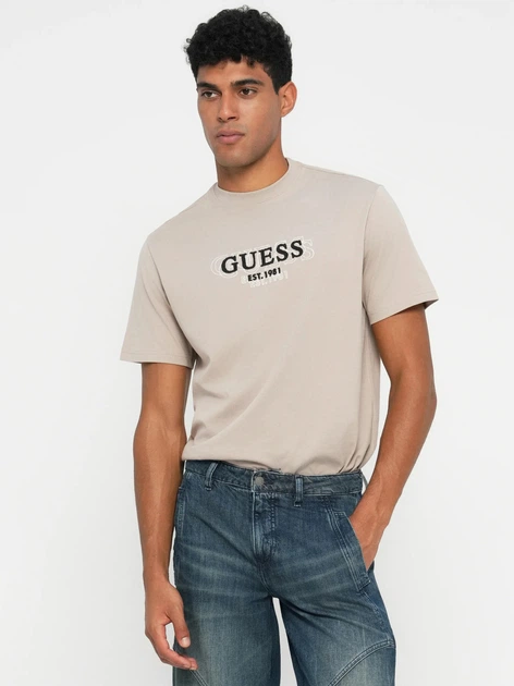 Футболка бавовняна чоловіча Guess 283164100 S Бежева (1159863973) - зображення 3